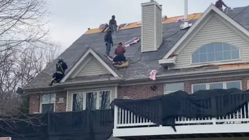 Littlefield crew on storm repair job